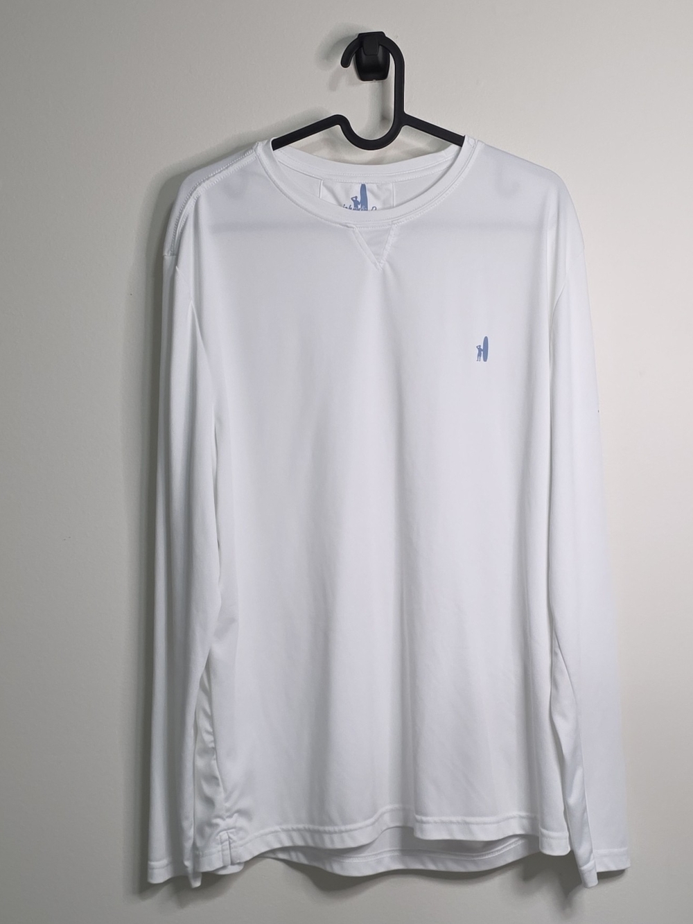 johnnie-O Men's White Long Sleeve Crew Neck Lightweight Logo Activewear Tee L